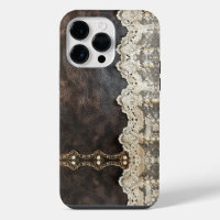 Romantic Vintage Leather Lace Look Women's