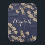 Romantic Vintage Magnolia Flowers Baby's Name Burp Cloth<br><div class="desc">Pretty and delicate vintage style magnolia flowers with baby's name in script.</div>