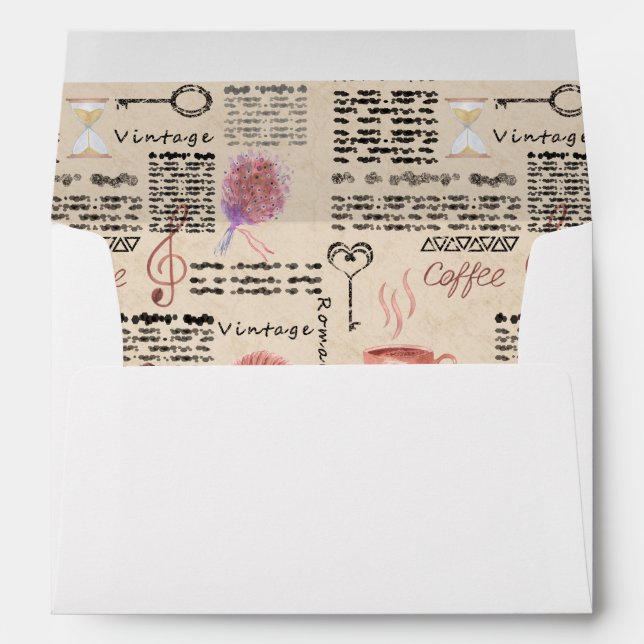 Romantic vintage newspaper envelope (Back (Bottom))