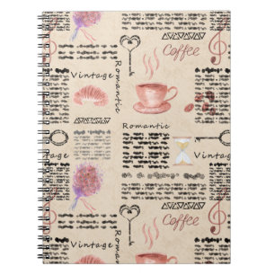 Romantic vintage newspaper notebook