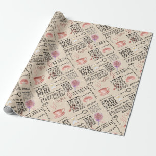 Romantic vintage newspaper wrapping paper