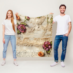 Romantic Vintage Parchment Letter Fleece Blanket