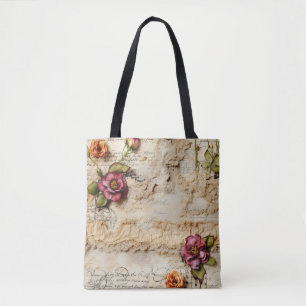 Romantic Vintage Parchment Letter Tote Bag