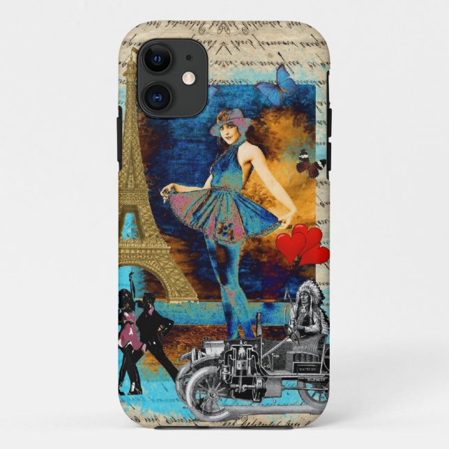Romantic vintage Paris collage Case-Mate iPhone Case (Back)