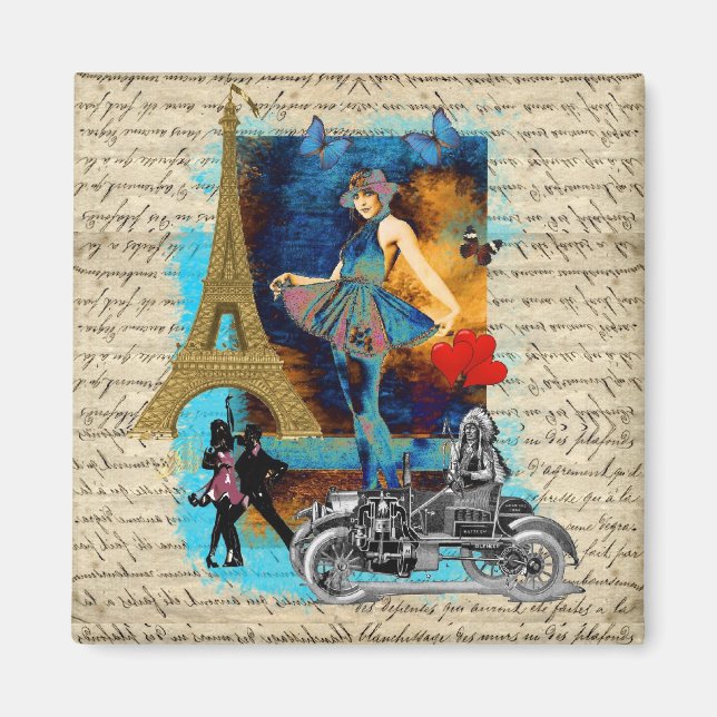 Romantic vintage Paris collage Magnet (Front)