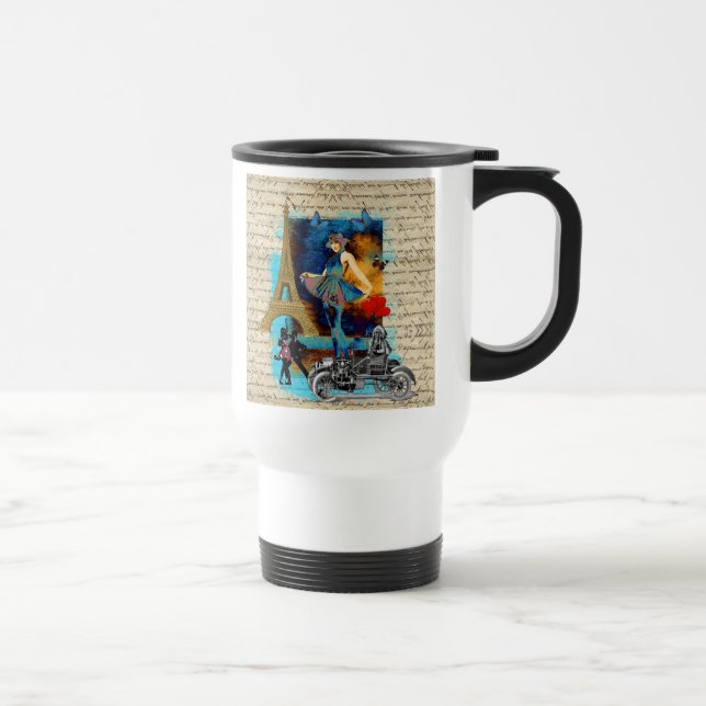 Romantic vintage Paris collage Travel Mug (Right)