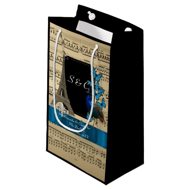 Romantic vintage Paris personalised wedding Small Gift Bag (Front Angled)
