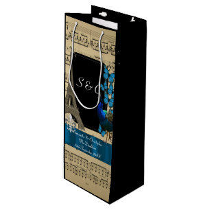 Romantic vintage Paris personalised wedding Wine Gift Bag