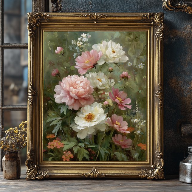 Romantic Vintage Peonies and Wildflowers Fine Art Poster (Creator Uploaded)