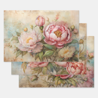 ROMANTIC VINTAGE PEONY DECOUPAGE DECORATIVE PAPER