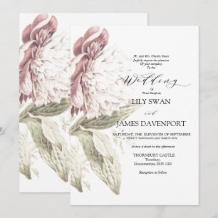 Romantic Vintage Peony Wedding Invitation