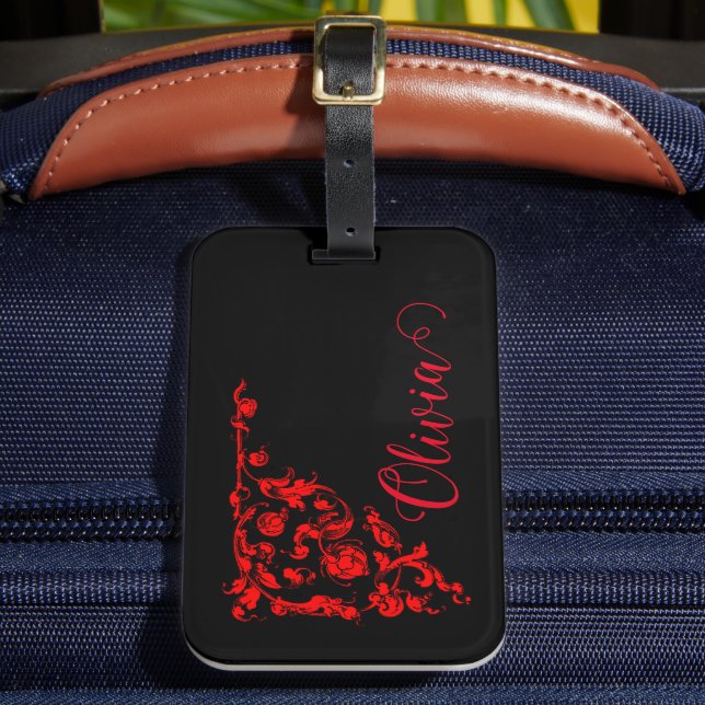 Romantic, Vintage Personalised Luggage Tag (Front Insitu 2)