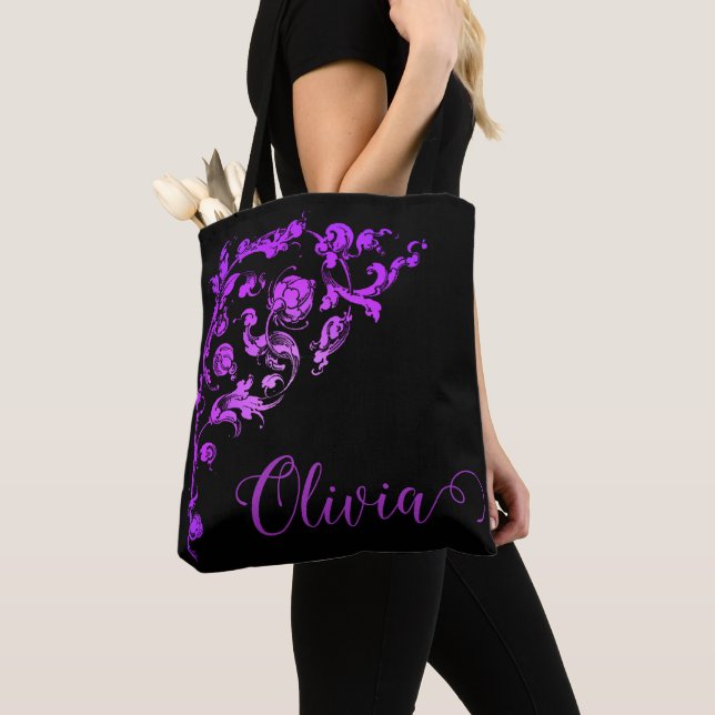 Romantic, Vintage Personalised  Tote Bag (Close Up)