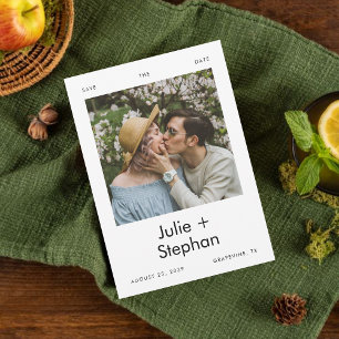 Romantic Vintage Photo Simple Text Casual Wedding Save The Date