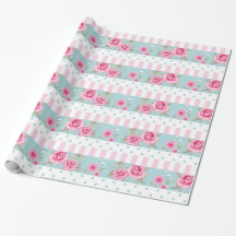 Romantic Vintage Pink & Mint Floral Roses Pattern