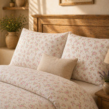 Romantic Vintage Pink Roses Soft Farmhouse Floral