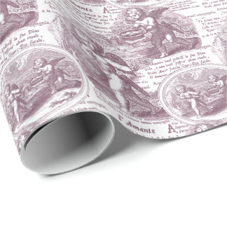 Romantic Vintage Red French Toile de Jouy Cupids Wrapping Paper