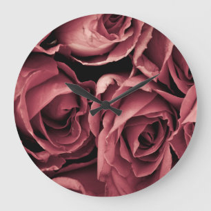 Romantic Vintage Rose Background Large Clock
