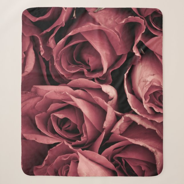 Romantic Vintage Rose Background Sherpa Blanket (Front)