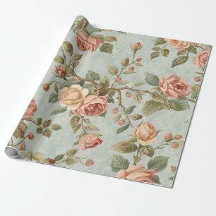 Romantic Vintage Rose Garden Wrapping Paper