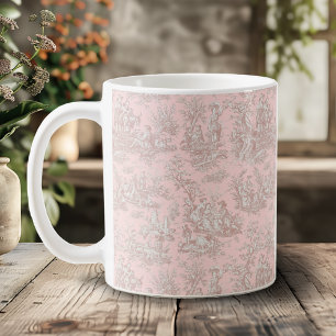 Romantic Vintage Rose Gold Toile De Jouy Coffee Mug