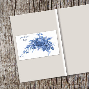 Romantic Vintage Rose In Blue Rectangular Sticker