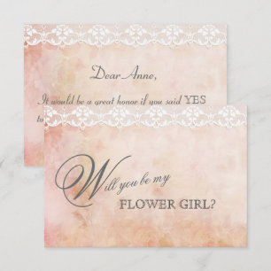 Romantic Vintage Rose Lace BE MY FLOWER GIRL Invitation