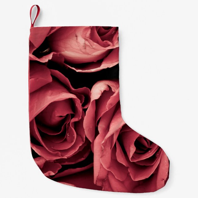Romantic vintage rose small christmas stocking (Front)