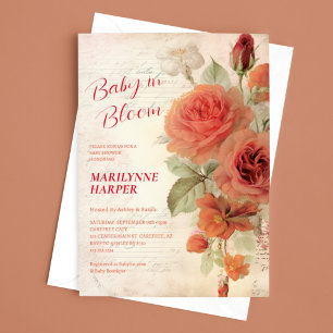 Romantic Vintage Roses Baby Shower Invitation
