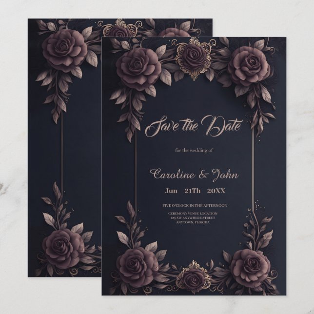 Romantic vintage roses. save the date (Front/Back)