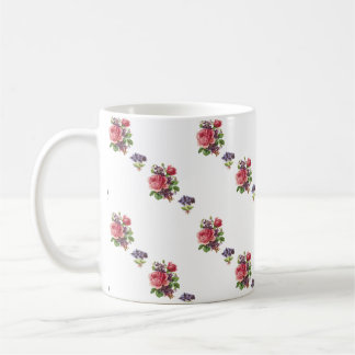 Romantic Vintage Roses Violets Shabby Chic Cottage Coffee Mug