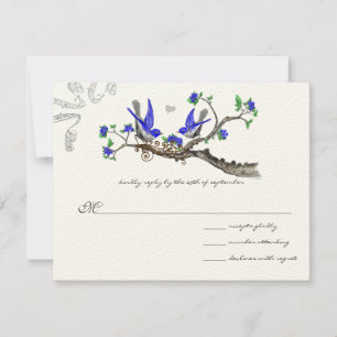 Romantic Vintage Royal Blue Wedding RSVP