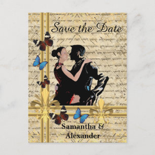 Romantic vintage save the date announcement postcard