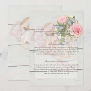 Romantic vintage spring flower wedding Directions Invitation