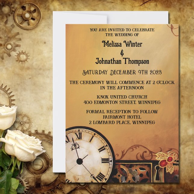 Romantic Vintage Steampunk Victorian Wedding Invitation (Creator Uploaded)
