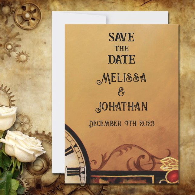 Romantic Vintage Steampunk Victorian Wedding  Save The Date (Creator Uploaded)