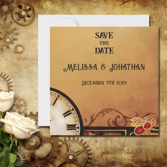 Romantic Vintage Steampunk Victorian Wedding Save The Date (Creator Uploaded)