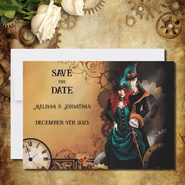 Romantic Vintage Steampunk Victorian Wedding Save The Date (Creator Uploaded)