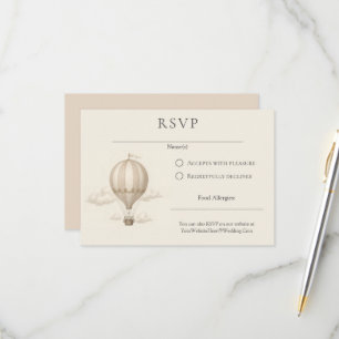 Romantic Vintage Style Hot Air Balloon Wedding RSVP Card