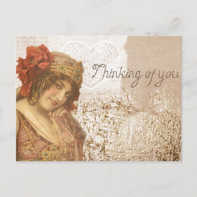 Romantic Vintage Thinking of You Postcard (Front)