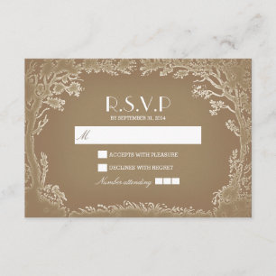 Romantic vintage trees rustic wedding RSVP cards