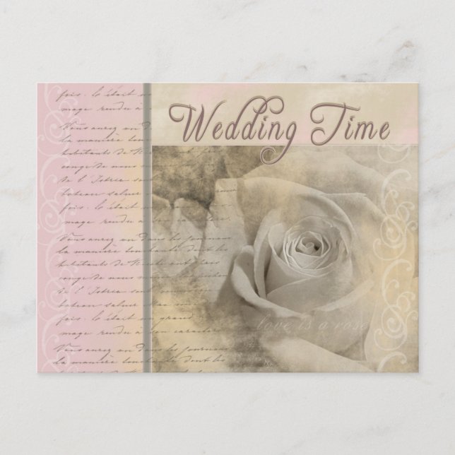 Romantic Vintage Wedding Rose Postcard (Front)