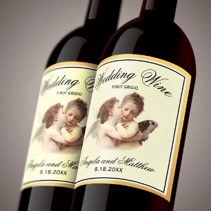 Romantic Vintage Wedding Wine First Kiss Label