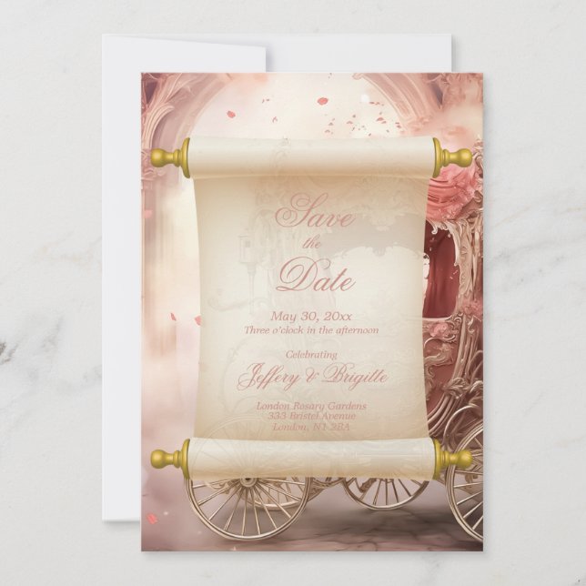 Romantic vintage whimsical Save The Date wedding (Front)