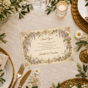 Romantic Vintage Wisteria Wedding Thank You Card