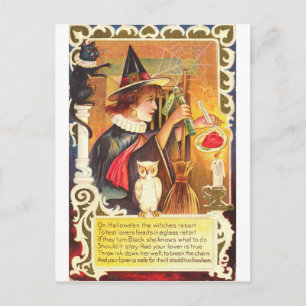 Romantic Vintage Witch Postcard
