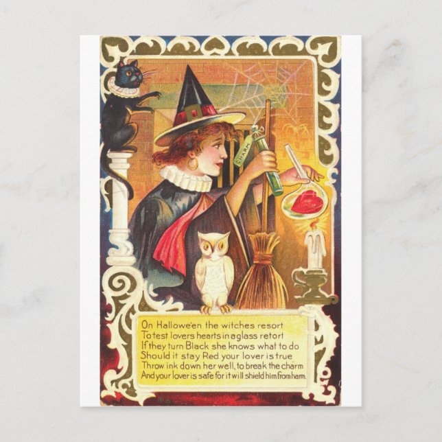 Romantic Vintage Witch Postcard (Front)