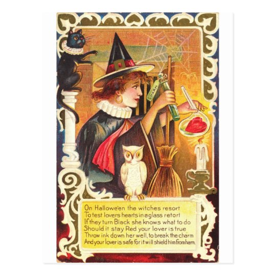 Romantic Vintage Witch Postcard