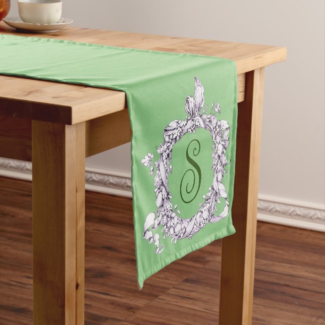 Romantic, Vintage Wreath Personalised  Short Table Runner (In Situ)