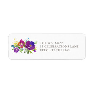 Romantic Violet Floral Address Label